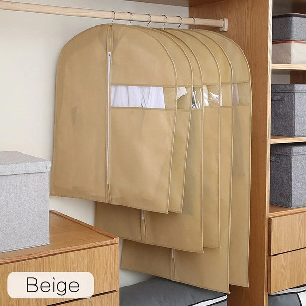 Non-woven Dust Proof Zipper Clothes Cover Bag in Beige Color