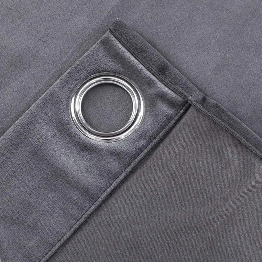 Pair Of Premium Grey Velvet Eyelet Curtain