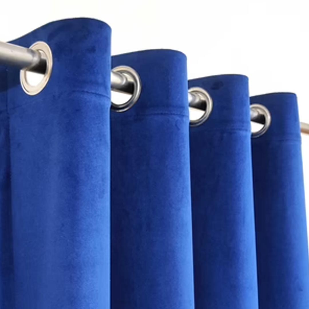 Pair Of Premium Royal Blue Velvet Eyelet Curtain