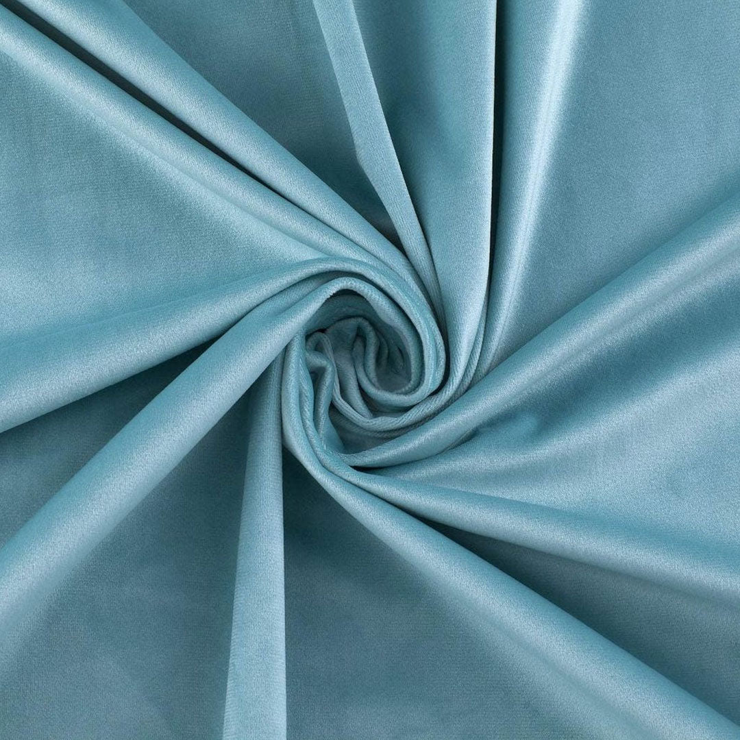 Pair Of Premium Turkish Blue Velvet Eyelet Curtain