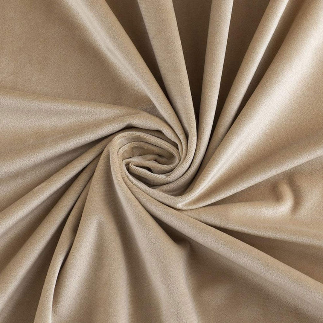 Pair Of Premium Beige Velvet Eyelet Curtain