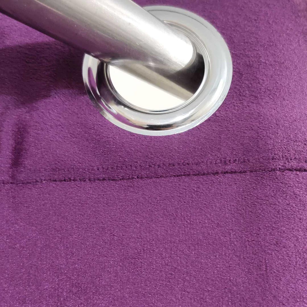 Pair Of Premium Medium Purple Velvet Eyelet Curtain