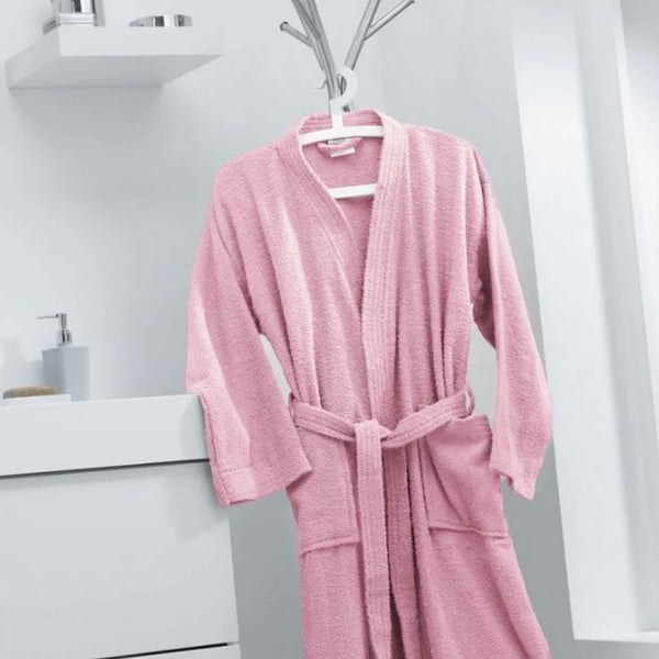 Light Pink Color 100% Cotton Bathrobe  - Medium