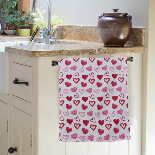Heart Printed Luxury 100% Cotton Kitchen Towel  In Pink Color – (19″ x 29″)