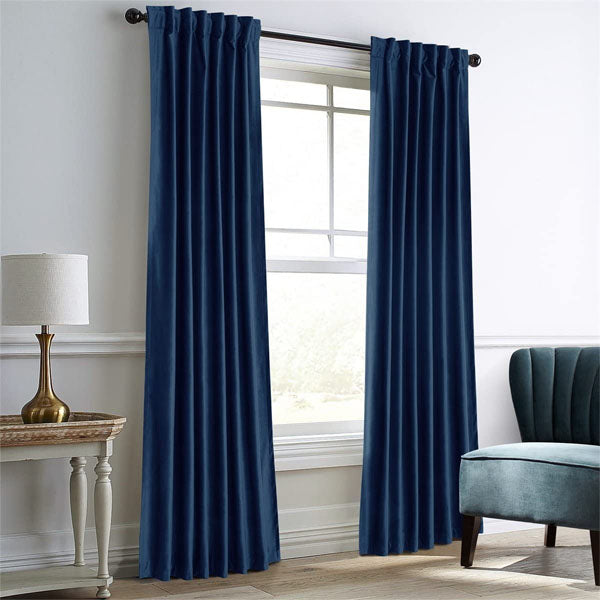 Pair Of Premium Royal Blue Velvet Eyelet Curtain