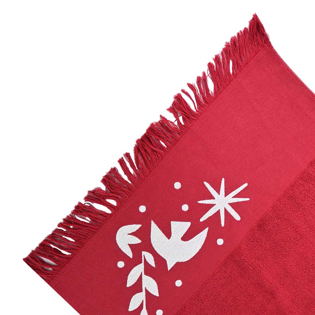 Luxury 100% Cotton Supreme Hand Towel - Red And White (30" x 60")