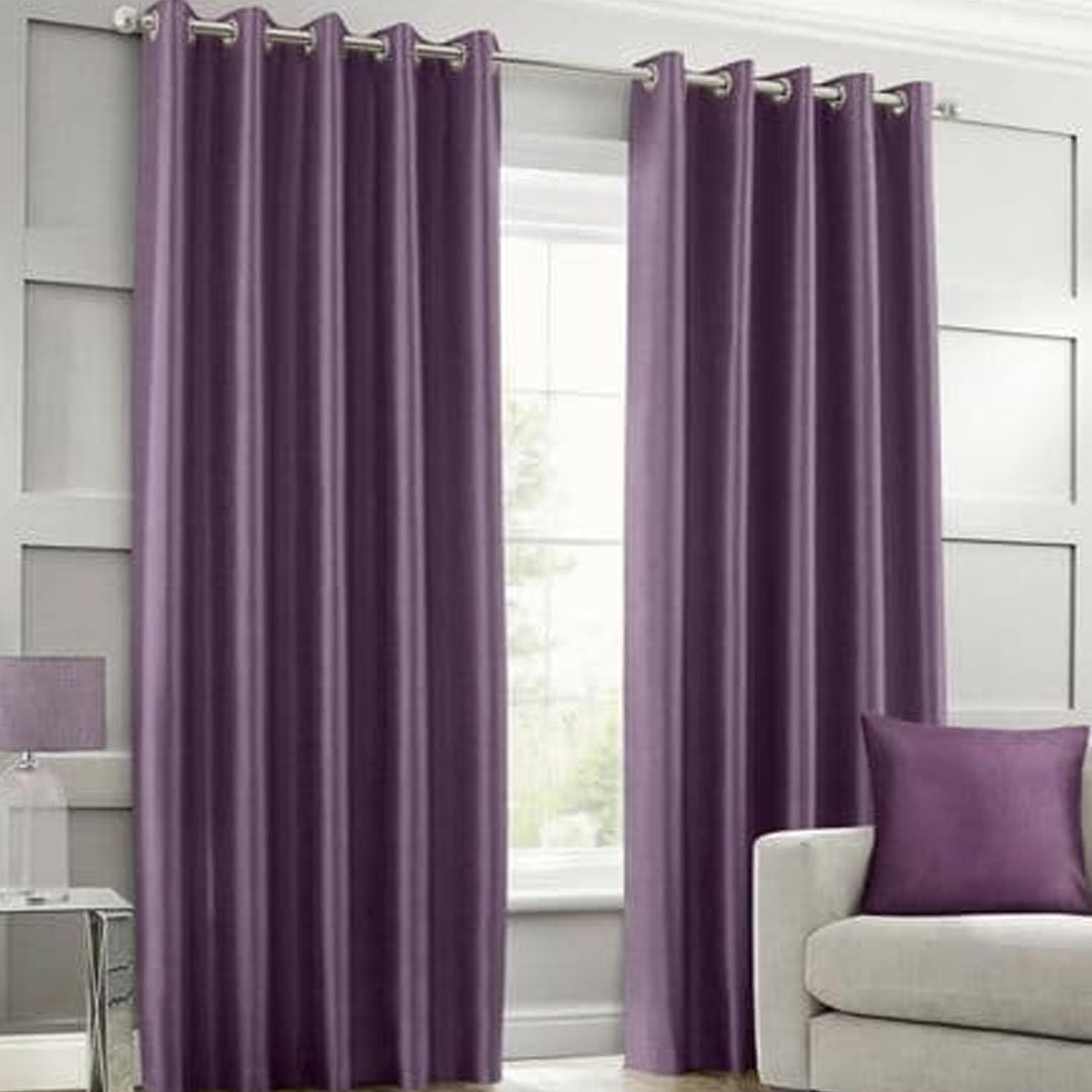 Pair Of Premium Rose Pink Velvet Eyelet Curtain