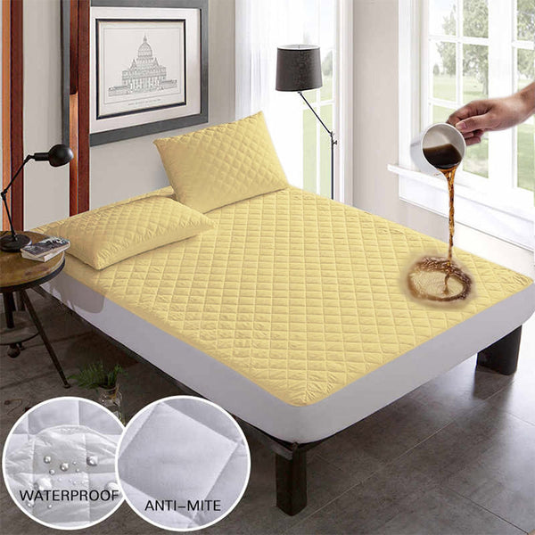 Quilted Waterproof Mattress Protector In Skin Color With Elastic Fitting