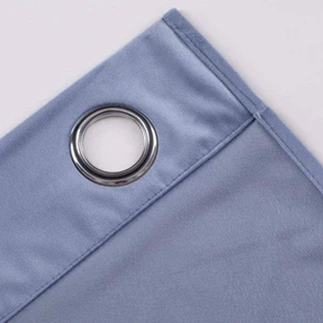 Pair Of Premium Blue Velvet Eyelet Curtain