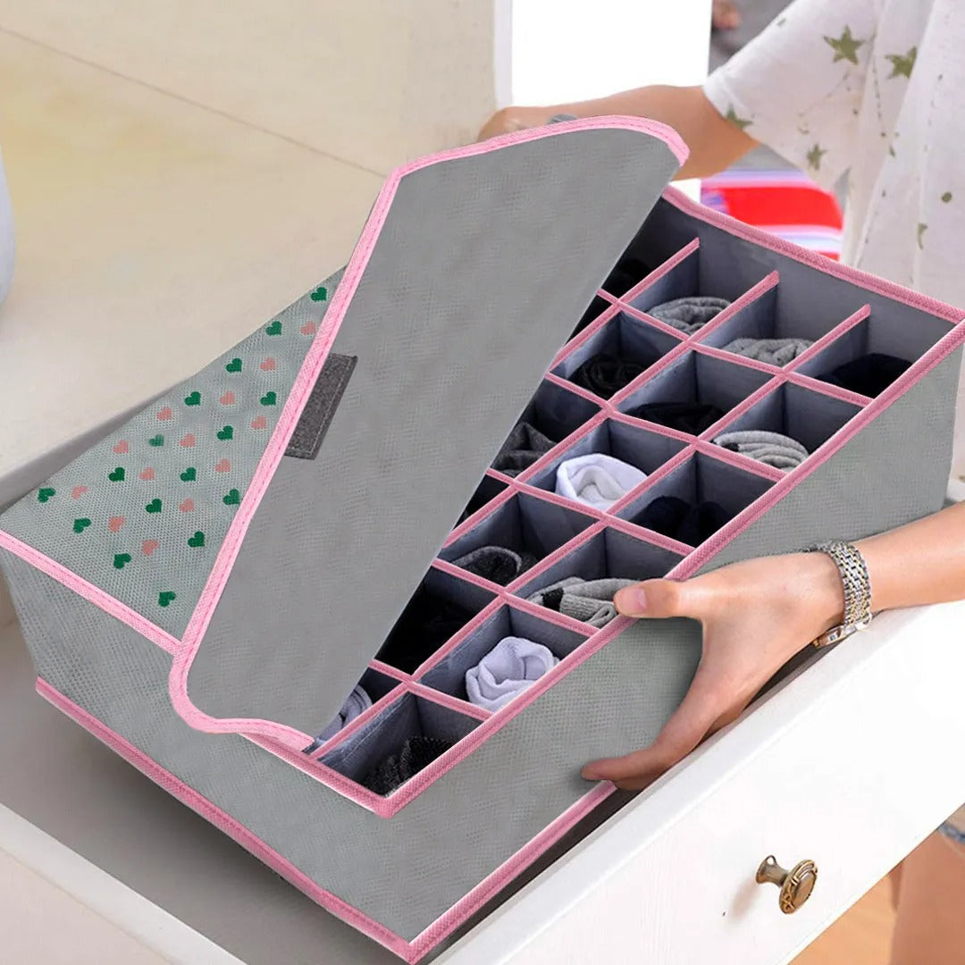 1 Pc Non-Woven 24 Grids Socks Organizer / Storage Boxes for Storing Socks ( Available in Grey Color)