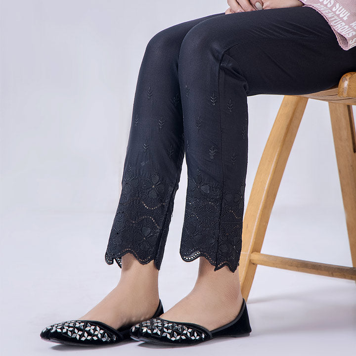 Black Embroidered Trouser Cotton