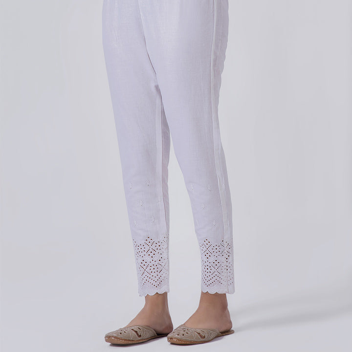White Embroidered Trouser Cotton