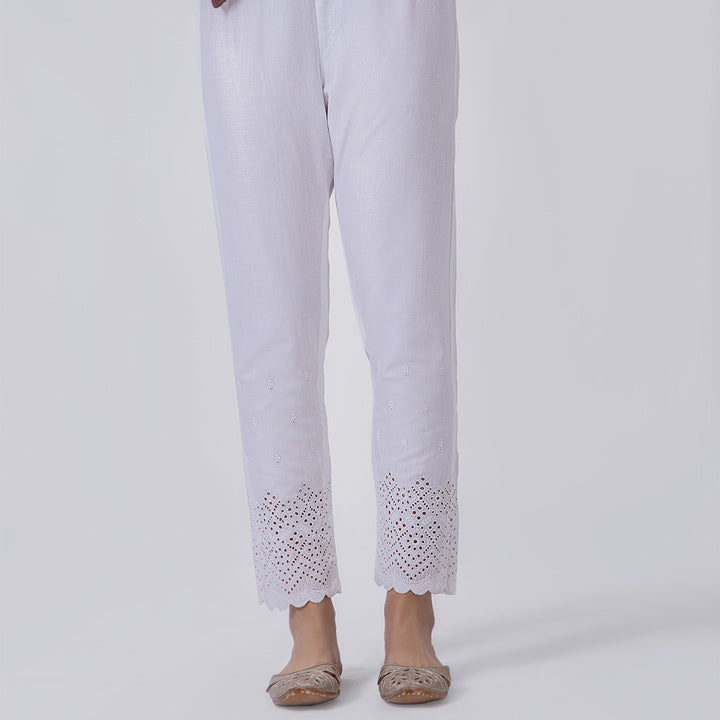 White Embroidered Trouser Cotton