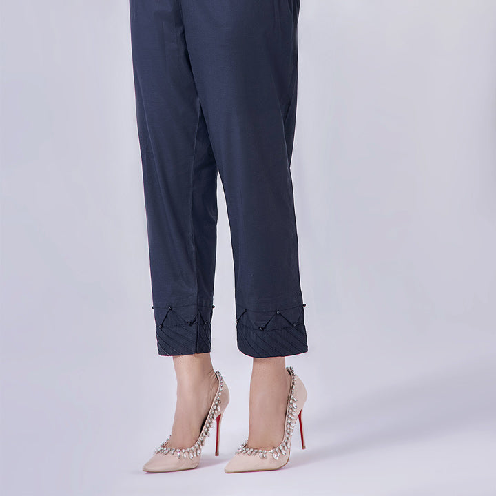 Black Pintuck Cotton Trouser
