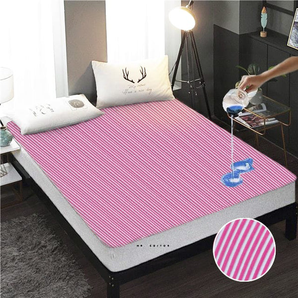 Terry Towel Waterproof Mattress Protector With Elastic Fitting – Pink