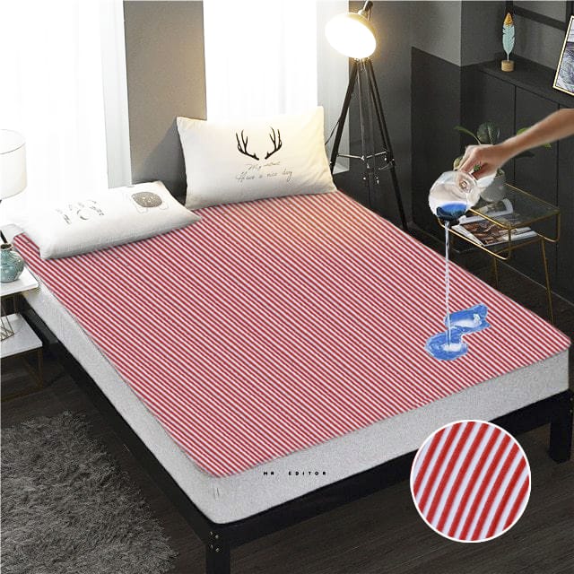 Terry Towel Waterproof Mattress Protector with Elastic Fitting – Red