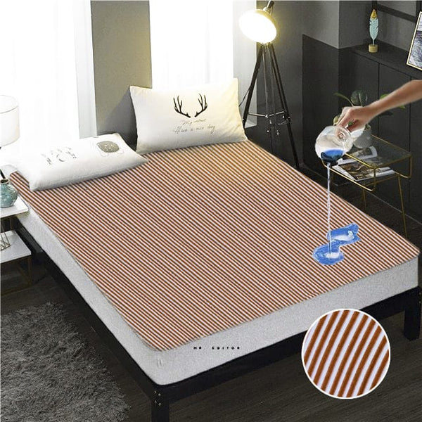 Terry Towel Waterproof Mattress Protector With Elastic Fitting – Brown