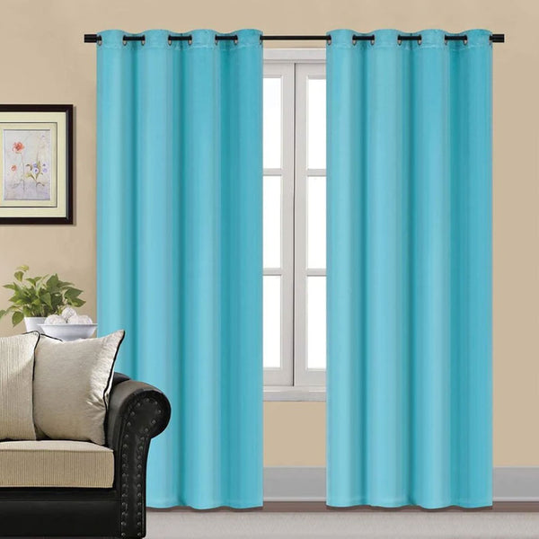 Pair Of Premium Turkish Blue Velvet Eyelet Curtain
