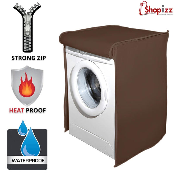 Zipper Waterproof Washing Machine Cover Front Loaded Brown Color – All Sizes available