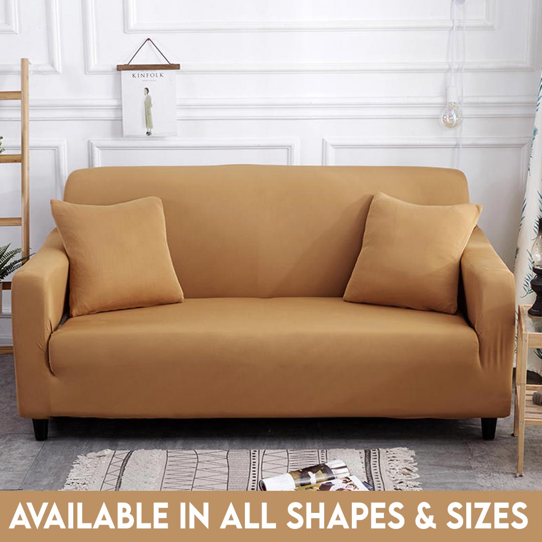 Plain Beige Color Cotton Jersey Fitted Sofa Cover – SSC88010