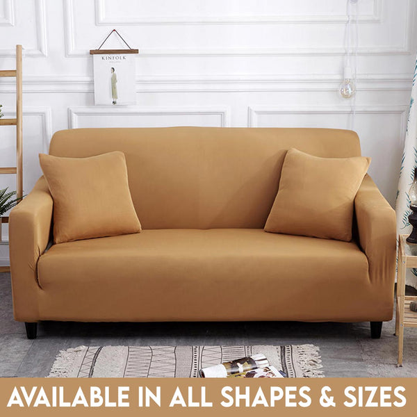 Plain Beige Color Cotton Jersey Fitted Sofa Cover – SSC88010