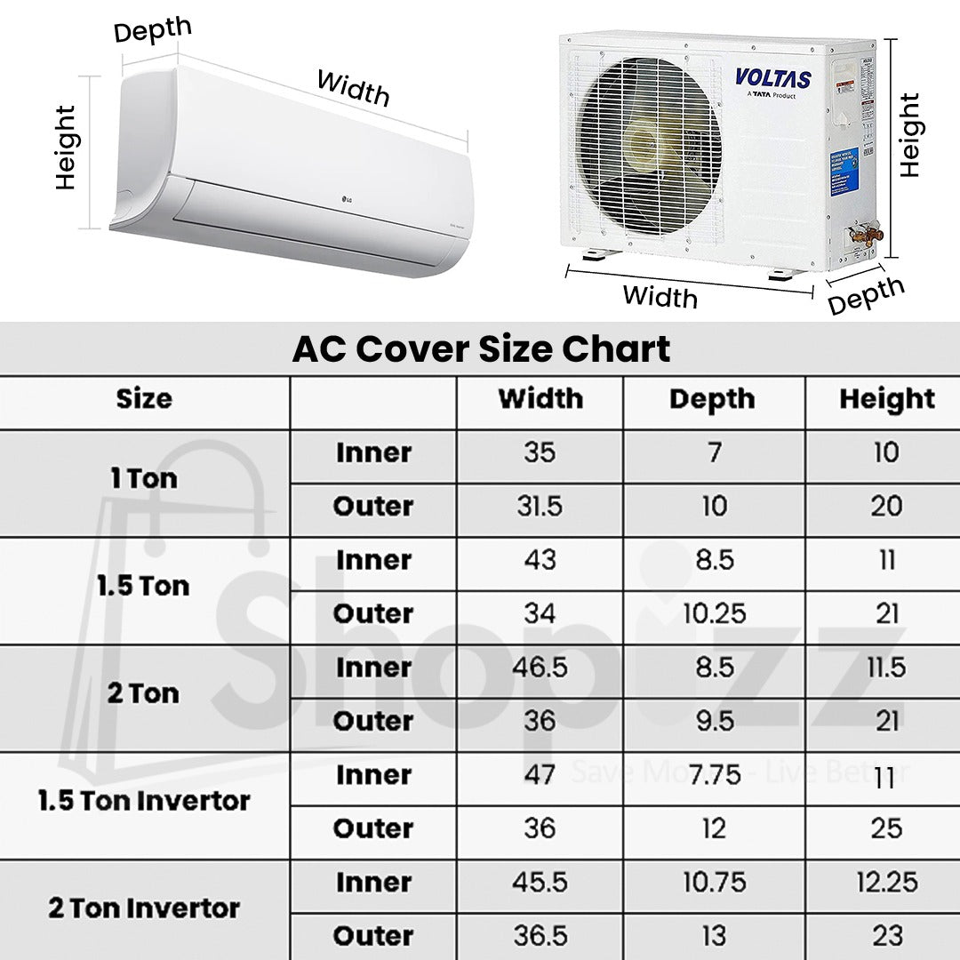 Parachute Fabric Dust & Waterproof Inner + Outer Ac Cover