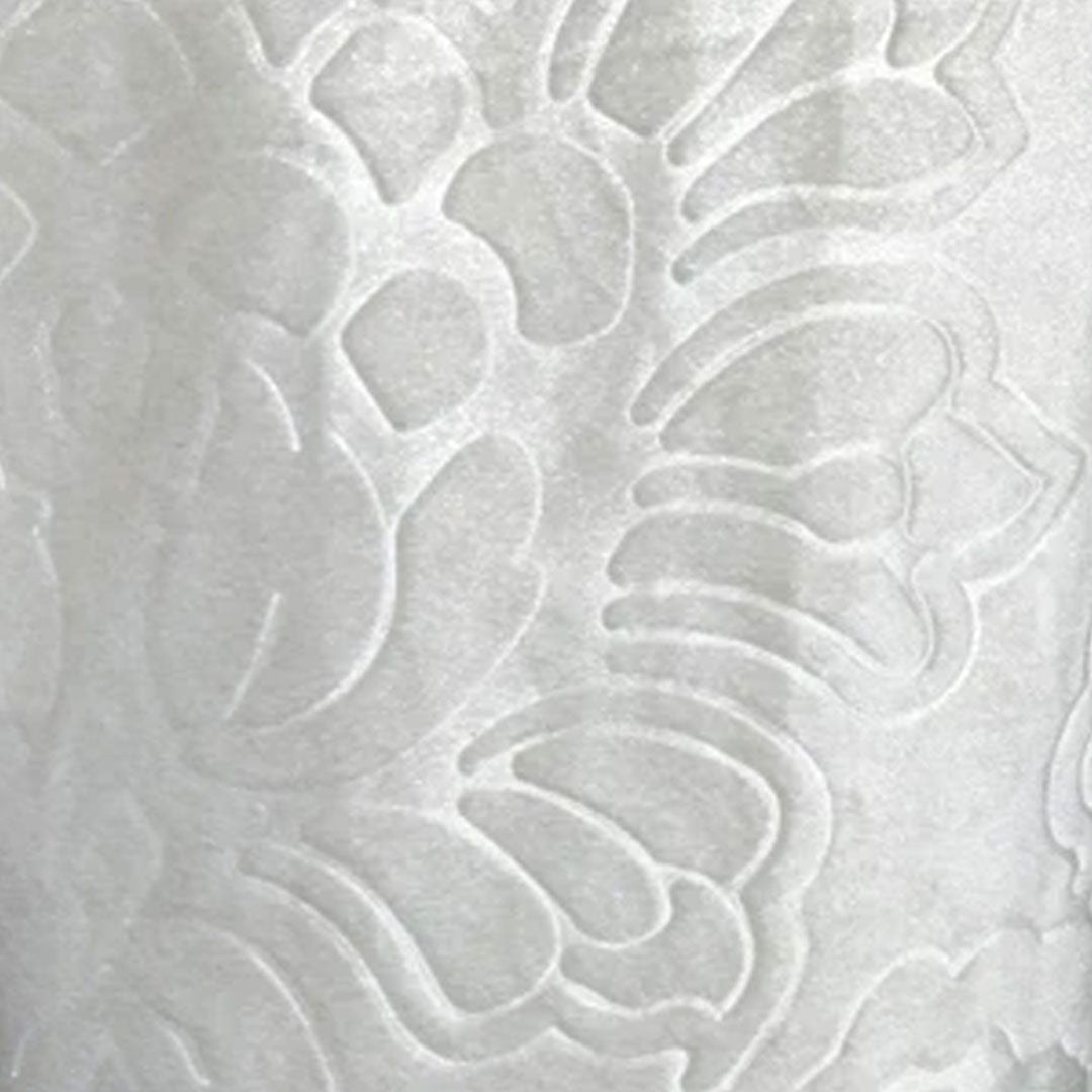 Pair Of Branched Leaves Embossed Velvet Curtains In White Color