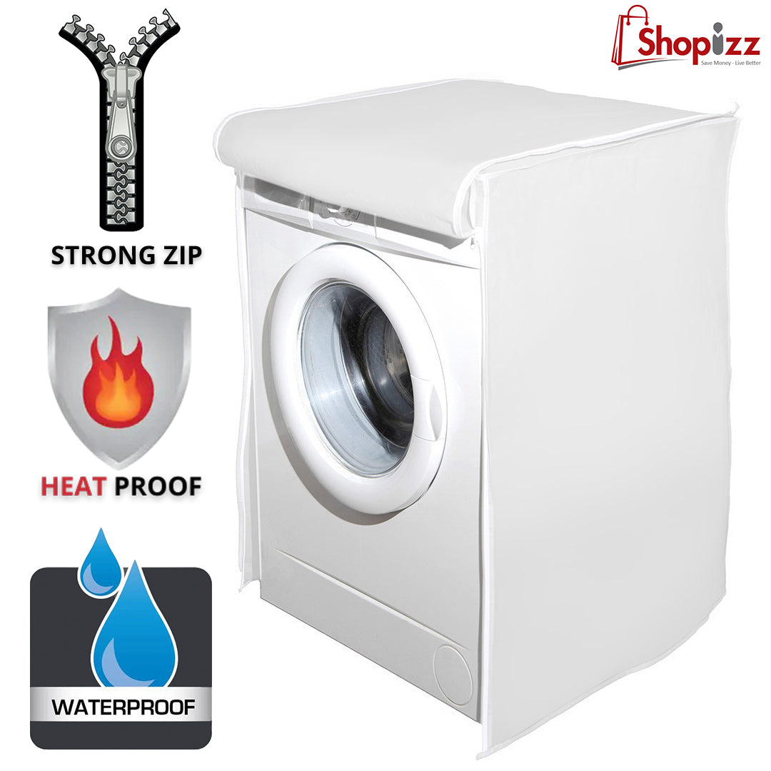 Zipper Waterproof Washing Machine Cover Front Loaded White Color – All Sizes available