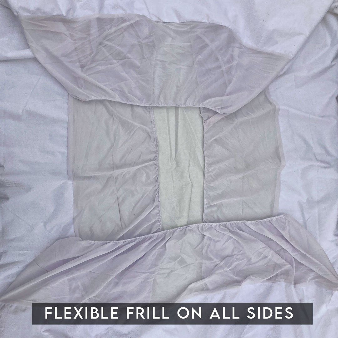 Terry Cotton Waterproof Mattress Protector In White Color With Elastic Fitting