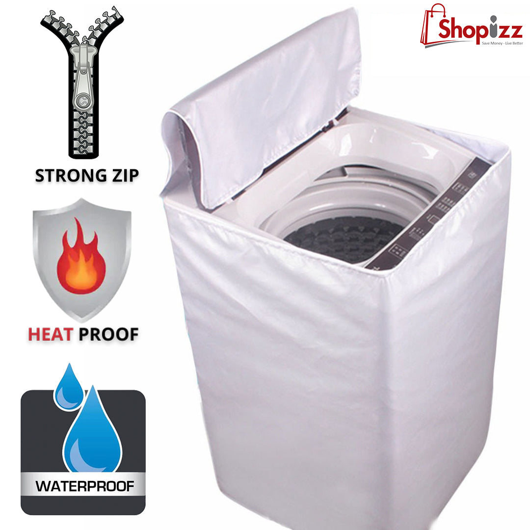 Zipper Waterproof Washing Machine Cover Top Loaded White Color – All Sizes available