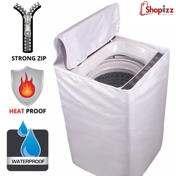 Zipper Waterproof Washing Machine Cover Top Loaded White Color – All Sizes available