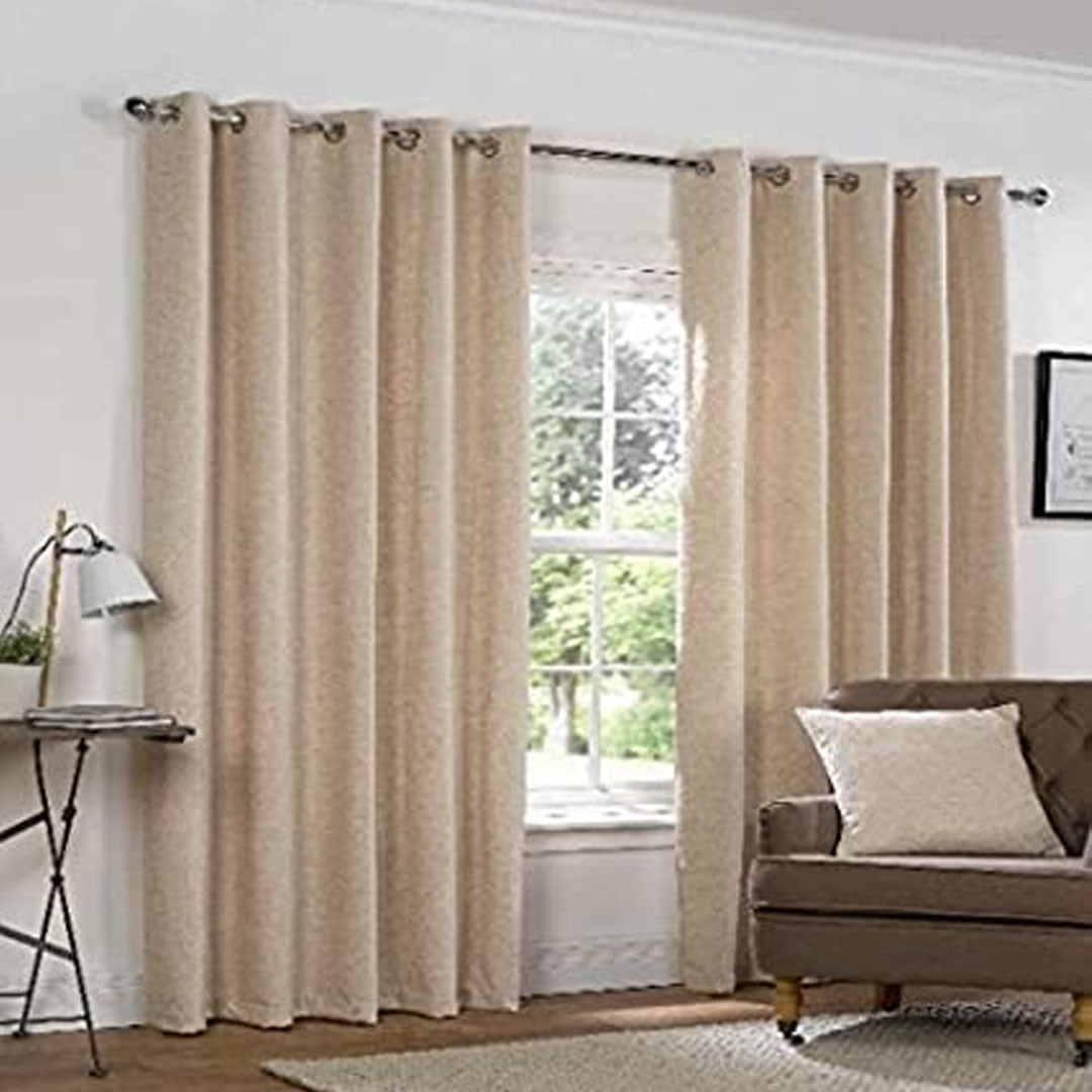 Pair Of Branched Leaves Embossed Velvet Curtains In Beige Color
