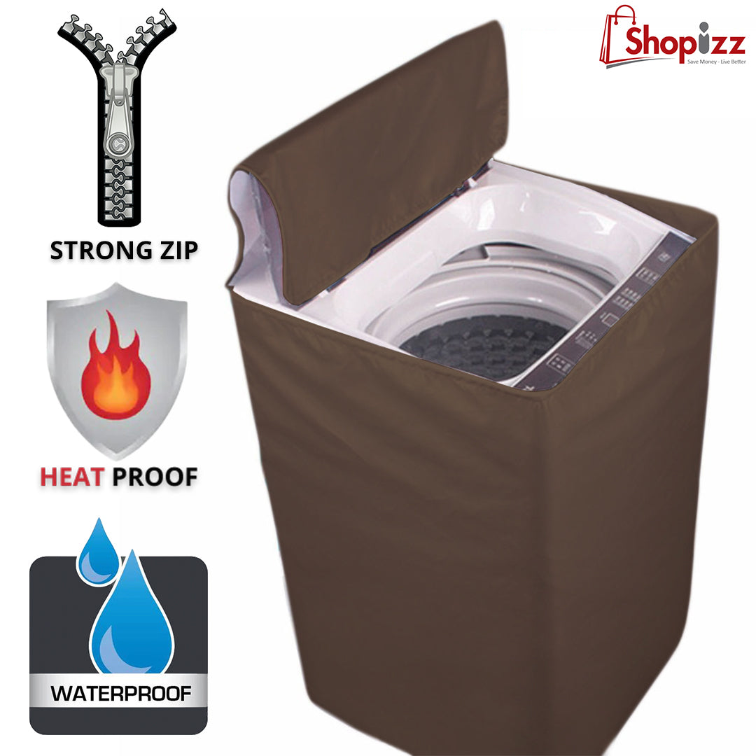Washing Machine Cover : Waterproof , Dustproof, Heatproof & Scratchproof - Brown Color- Top Laod