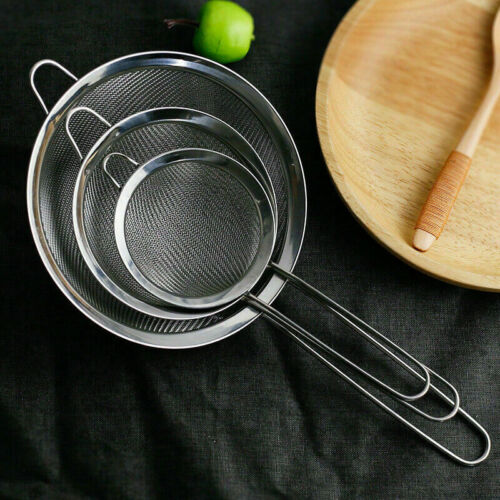 3 PCS Stainless steel Wire Fine Mesh Oil Strainer Flour Colander