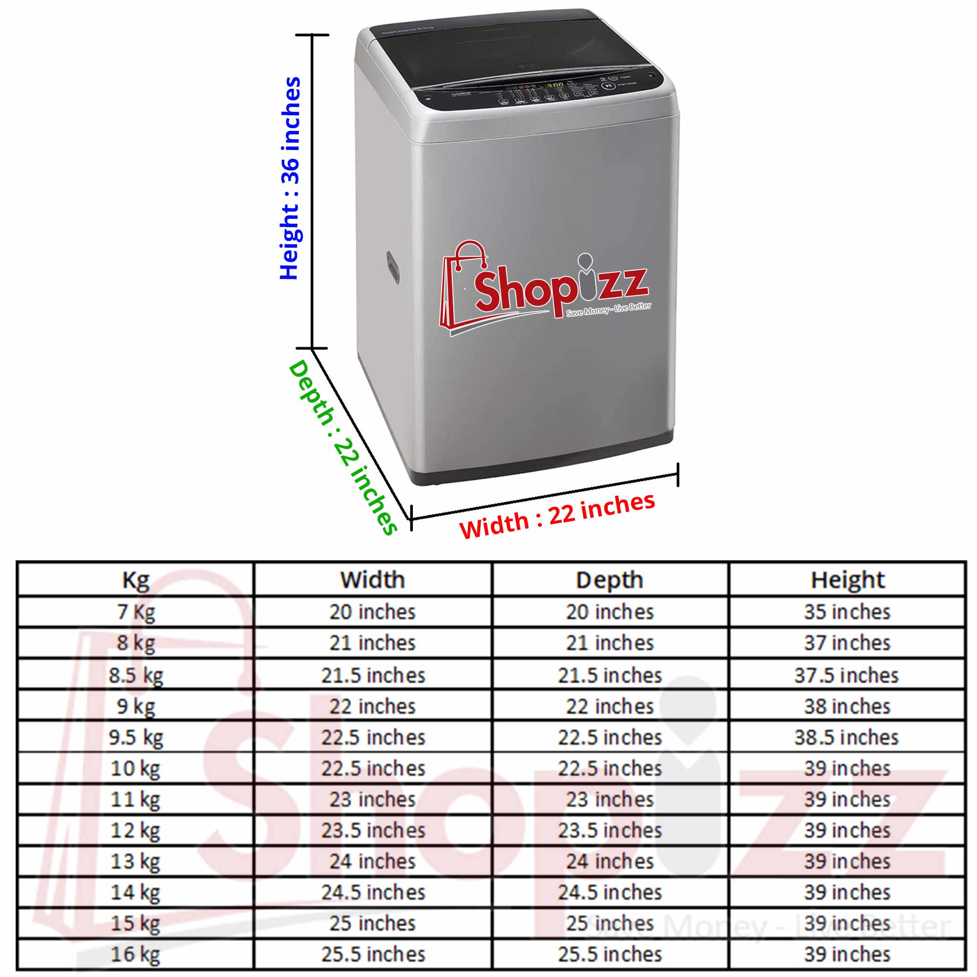 Zipper Waterproof Washing Machine Cover Top Loaded White Color – All Sizes available