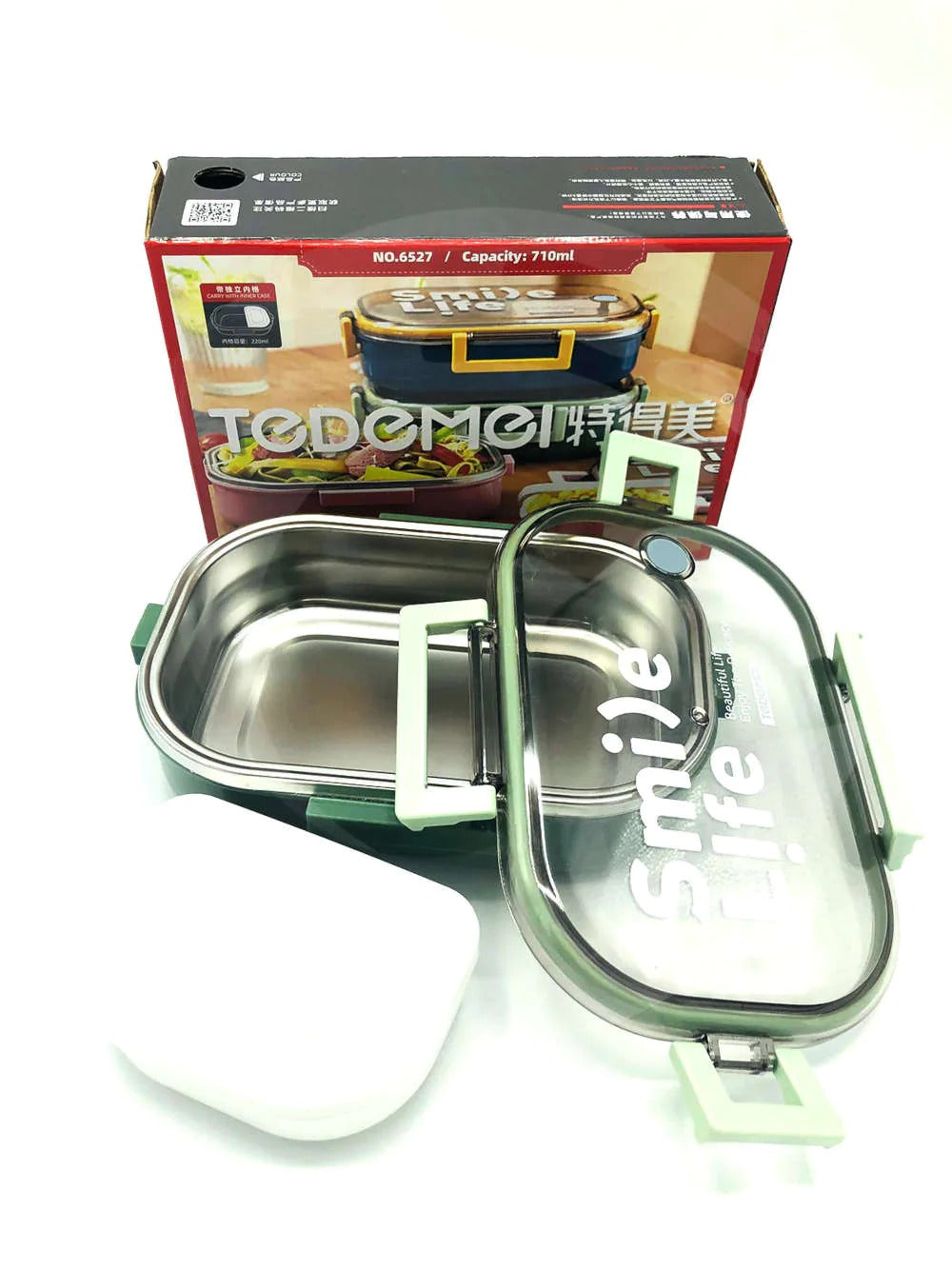 Tedemei Smile Life Lunch Box Plain Stainless Steel With Small Box For Kids