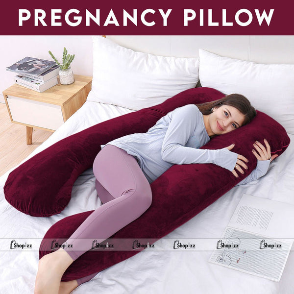 Pregnancy Support Pillow / U- Shape Maternity Pillow / Sleeping Support Pillow In Maroon Color