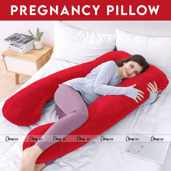 Pregnancy Support Pillow / U- Shape Maternity Pillow / Sleeping Support Pillow In Red Color